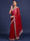 Maroon Organza Aari Embroidery Saree