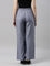 Women Solid Jean Blue Linen Cargo Pant