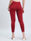 Bright Red Cotton Stretch Cropped Leggings