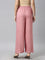 Women Solid Dusty Pink Woven Viscose Mid Rise Basic Palazzos