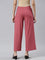 Women Solid Rusty Pink Viscose Mid Rise Rib Palazzos