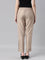 Women Beige Solid Mid Rise Metallic Pants