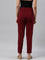 Women Solid Maroon Cotton Mid Rise Kurti Pants