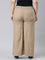 Women Solid Beige Linen Palazzos