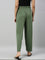 Women Solid Dark Olive Viscose Mid Rise Knit Palazzos