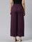 Women Solid Purple Woven Viscose Mid Rise Basic Palazzos