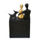Couple With Dog Decorative Polyresin Showpiece (Black & Gold)