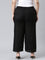 Women Solid Black Mid Rise Linen Wide Pant