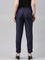 Women Navy Solid Mid Rise Metallic Pants