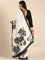 Black & white satin printed saree with hand embroidery & ready made blouse