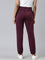 Women Solid Dark Purple Mid Rise Cotton Casual Joggers