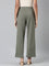 Women Solid Medium Olive Ponte Wide Leg Pants