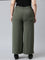 Women Solid Olive Green High Rise Crepe Wide Pant