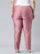 Women Dusty Rose Solid Mid Rise Metallic Pants