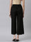 Women Solid Black Mid Rise Linen Wide Pant