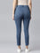 Women Striped Blue Cotton Denim Mid Rise Cropped Jeggings