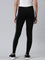 Women Black Cotton Knit Side Stripe Active Leggings