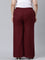 Women Maroon Solid Linen Palazzos