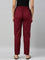 Women Solid Marron Mid Rise Cotton Pants