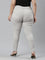 Women Off White Stripe Printed Jeggings