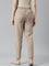 Women Solid Beige Mid Rise Linen Ikat Pencil Pants