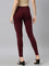 Bright Maroon Cotton Stretch Ankle Length Leggings