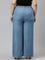 Women Solid Blue Denim Wide Leg Pants