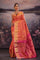 Deep Orange Kanjivaram Silk Saree With Contrast Border