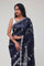 Deep Blue Floral Jaali Crafted Organza Saree