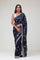 Deep Blue Floral Jaali Crafted Organza Saree