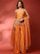 Burnt orange hand embroidered three piece palazzo set