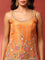 Burnt orange hand embroidered three piece palazzo set