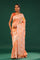 Deep Peach Banarasi Tussar Saree With Floral Jaal