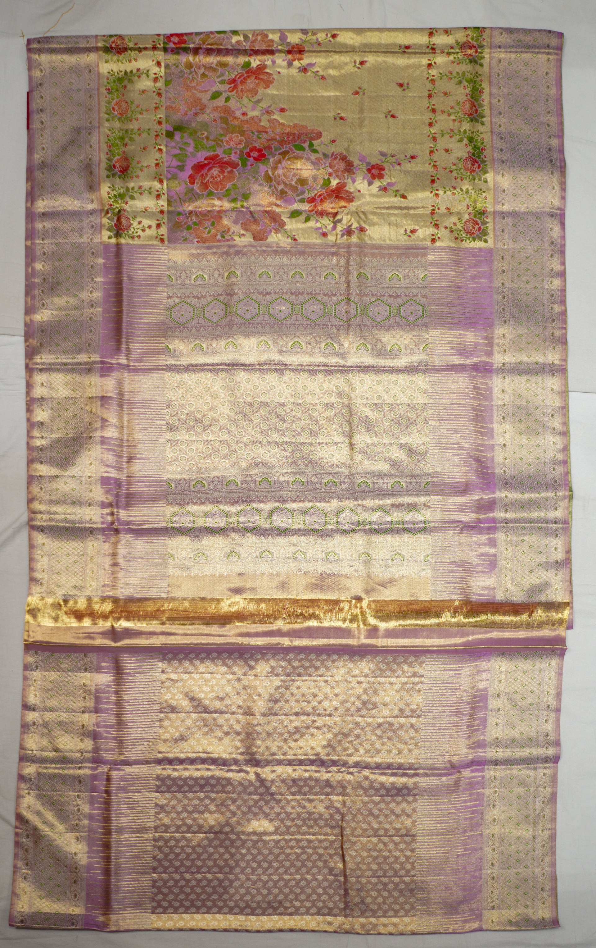 Gold Kanchi Pattu Saree With Resham Border