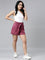 Women Solid Plum High Rise Linen Shorts