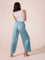 Women Solid Dusty Blue Woven Viscose Mid Rise Basic Palazzos