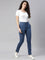 Women Solid Blue Denim Pencil Pants