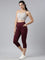 Women Solid Maroon High Rise Training Capri