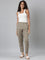 Women Ikat Beige Mid Rise Printed Pencil Pant