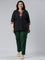 Women Solid Bottle Green Cotton Pencil Pant