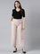 Women Solid Baby Pink High Rise Crepe Wide Pant