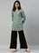 Women Solid Black Viscose Mid Rise Knit Palazzos