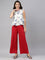 Women Solid Cherry Viscose Mid Rise Knit Palazzos