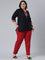 Women Solid Cherry Cotton Pencil Pant