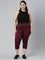 Women Solid Maroon High Rise Training Capri