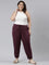 Women Solid Dark Purple Mid Rise Cotton Casual Joggers