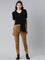 Women Solid Light Brown Mid Rise Suede Treggings