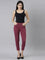 Women Solid Plum Mid Rise Cropped Jeggings