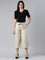 Women Solid Light Beige Linen Mid Rise Culottes