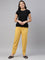 Women Solid Light Mustard Comfort Fit Cotton Pants